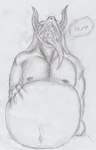 belly big_belly bone dewlap_(anatomy) gular_flap male open_mouth overweight overweight_humanoid overweight_male skull skull_head solo tongue tongue_out themagicsketch the_ancient_magus_bride elias_ainsworth humanoid hi_res