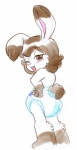 anthro blush clean_diaper clothed clothing diaper diaper_only female looking_at_viewer solo topless wearing_diaper young young_anthro young_female rfswitched lagomorph leporid mammal rabbit