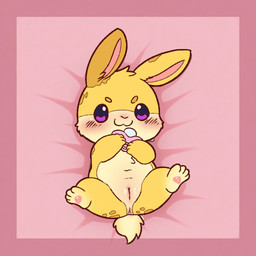 andromorph anthro blush butt fur genitals hair intersex looking_at_viewer neonate nude pacifier simple_background smile solo tail vulva young young_anthro bundefault shab_(bundefault) lagomorph leporid mammal rabbit 1:1 digital_media_(artwork)