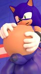 anthro balls belly big_belly blue_body blue_fur blue_hair clothing erection fur genitals gloves green_eyes hair handwear inflation male navel navel_fetish navel_fingering navel_poke penis solo unusual_fingering unusual_penetration onehundredandone blender_cycles sega sonic_the_hedgehog_(series) sonic_the_hedgehog eulipotyphlan hedgehog mammal 3d_(artwork) 4k 9:16 absurd_res blender_(artwork) digital_media_(artwork) half-length_portrait hi_res portrait widescreen