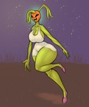 4_fingers big_breasts breasts clothing dress female fingers food footwear for_a_head fruit green_body green_eyes plant pumpkin pumpkin_head shoes solo thick_thighs vegetable jovi_cap elemental_creature flora_fauna food_creature humanoid living_vegetable object_head hi_res