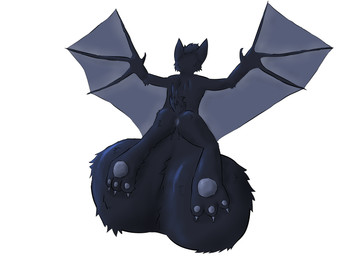 3_toes anthro anus balls bat_ears bat_wings big_balls black_body black_fur black_tail blue_highlights butt claws facing_away_from_viewer feet fluffy_balls flying fur genitals grey_anus grey_claws grey_pawpads grey_wings highlights_(coloring) huge_balls hyper hyper_balls hyper_genitalia male membrane_(anatomy) membranous_wings pawpads short_tail simple_background solo tail toes white_background wings y_anus thebatsaregay bat mammal absurd_res hi_res shaded
