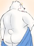 anthro belly black_nose blue_eyes blush butt fur kemono male overweight overweight_anthro overweight_male solo towel white_body white_fur yaki_atsuage utau shirane_kan bear mammal polar_bear ursine 2020 3:4 hi_res