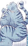 anthro biped bodily_fluids butt kemono male sitting slightly_chubby solo sweat dain_4201 felid mammal pantherine tiger 2025 3:5 hi_res