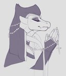 anthro beads christian_symbol christianity cross cross_necklace eyes_closed female jewelry necklace nun prayer_beads praying religion rosary solo shycryptid mythology talessa_(character) dragon mythological_creature mythological_scalie scalie 2019 bust_portrait monochrome portrait sketch