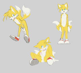 2_tails anthro balls blue_eyes blush clothing dipstick_tail footwear fur genitals gloves grey_background handwear male markings multi_tail penis shoes simple_background sitting solo standing tail tail_markings white_body white_fur yellow_body yellow_fur young twang sega sonic_the_hedgehog_(series) miles_prower canid canine fox mammal 2017 colored_sketch multiple_images sketch