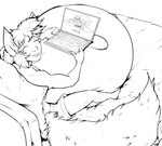 bed belly big_belly computer computer_mouse ears_up electronics eyes_closed furniture hair huge_belly hyper hyper_belly laptop male on_bed pillow pregnant pregnant_male sitting sitting_on_bed smile solo tail web_browser pandottermon e621 mazed animal_humanoid canid canid_humanoid canine canine_humanoid fox_humanoid humanoid mammal mammal_humanoid black_and_white monochrome