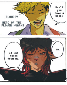 anthro armor duo female flower male naoya_zenin plant smug text muoi_art deltarune jujutsu_kaisen undertale_(series) dess_holiday flowery_(deltarune) maki_zenin boss_monster_(undertale) deer elemental_creature flora_fauna flower_creature humanoid mammal new_world_deer reindeer english_text hi_res
