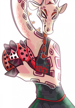 albino anthro ball basketball_uniform bottomwear brown_body brown_fur claws clothed clothing finger_claws fur green_bottomwear green_clothing green_shirt green_shorts green_topwear holding_ball holding_object horn long_neck looking_at_viewer male markings ossicone roarball_(ball) shirt shorts simple_background smile solo sportswear spots spotted_body spotted_fur tan_body tan_fur topwear uniform white_background doktor27 goat_(movie) sony_corporation sony_pictures lenny_williamson giraffe giraffid mammal reticulated_giraffe 2026 digital_media_(artwork) hi_res