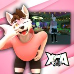 3d_modeling bottomwear clothed clothing femboy hoodie leg_warmers legwear one_eye_closed shirt shorts tongue tongue_out topwear vrchat_model vrchatavatar xca zgf_art vrchat canid canine fox mammal true_fox 2024 3d_(artwork) digital_media_(artwork)