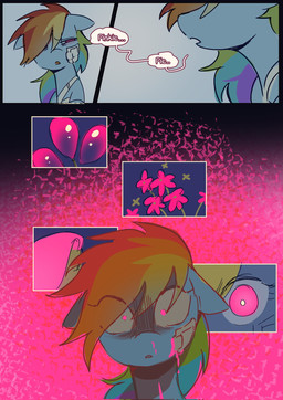 alternate_universe balloon bandage bandage_on_face bandaged_arm bandaged_chest bed blue_body blue_fur confuse confusion constricted_pupils detailed_background female female_feral feral flashback flower fur furniture glowing glowing_eyes glowing_flower glowing_hair glowing_liquid glowing_pupils hair inflatable multicolored_hair panic_attack pink_background pink_eyes pink_flower pink_hair pink_liquid plant ptsd pupils rainbow_hair realization remembering scared scared_expression scared_eyes scared_face shadow_face shocked simple_background small_pupils solo speech_bubble text tired tired_expression tired_eyes tired_look wide_eyed wings worried worried_face worried_look wounded yellow_body yellow_flower yellow_fur sinful_pie cupcakes_(mlp_fanfic) friendship_is_magic hasbro my_little_pony mythology fluttershy_(mlp) rainbow_dash_(mlp) equid equine horse mammal mythological_creature mythological_equine pegasus pony 2025 colored comic digital_drawing_(artwork) digital_media_(artwork) english_description english_text hi_res