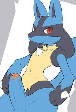 3_fingers anthro balls biped black_body black_fur black_inner_ear black_markings blue_balls blue_body blue_fur blue_penis blue_tail chest_spike closed_smile erection facial_markings fingers foreskin fur genitals glans glistening glistening_eyes gloves_(marking) hand_spike head_markings humanoid_genitalia humanoid_penis looking_at_viewer male male_anthro markings mouth_closed multicolored_body multicolored_fur navel neck_tuft nude nude_anthro nude_male partially_retracted_foreskin penis pink_glans pointy_ears prick_ears red_eyes simple_background smile smiling_at_viewer solo spikes spikes_(anatomy) tail tan_body tan_fur tuft vein veiny_penis pu_sukebe nintendo pokemon canid canine generation_4_pokemon lucario mammal pokemon_(species) 2021 digital_drawing_(artwork) digital_media_(artwork)