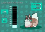 anthro antlers belly big_belly big_breasts bodily_fluids breasts fur growth_drive hair horn huge_breasts hyper hyper_pregnancy intersex lactating nipples pregnant pregnant_anthro simple_background smile solo tail text thick_thighs tongue tongue_out wings starrydraco mayternity chai_(starrydraco) canid mammal therrigon digital_media_(artwork) english_text hi_res