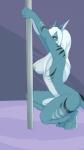 4_toes 5_fingers anthro biped blue_eyes breasts dancing feet female fingers hair kneeling looking_at_viewer nipples non-mammal_breasts nude pole pole_dancing side_boob solo toes white_hair miiyori vera_(viswey) fish marine shark 2014 hi_res