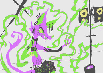 alternative_fashion anthro bottomwear clothed clothed_female clothing female fur green_nose green_smoke open_mouth open_smile punk purple_body purple_fur shorts smile smoke solo naircat canid canine mammal 2017 digital_drawing_(artwork) digital_media_(artwork) microsoft_paint_(artwork)