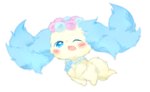 ambiguous_gender big_ears blue_body blue_fur blush chibi fur kemono one_eye_closed open_mouth open_smile semi-anthro simple_background smile solo white_background wink yellow_body yellow_fur deaic jewelpet sanrio sega sega_fave sapphie_(jewelpet) canid canine canis domestic_dog mammal 2018 hi_res