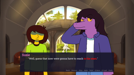 adolescent anthro bottomwear brown_hair clothing covered_eyes duo female furniture green_clothing hair hand_behind_head jacket light light_beam pants pattern_clothing purple_body purple_clothing purple_eyes sculpture sofa statue striped_clothing stripes sunbeam sunlight text text_box topwear white_clothing yellow_eyes young creamandbigstan adastra adastra_(series) deltarune echo_project human_i_remember_you're_genocides kris_where_are_we undertale_(series) kris_dreemurr susie_(deltarune) human mammal monster reptile scalie 16:9 2025 crossover english_text hi_res meme widescreen nonbinary_(lore)