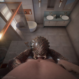 against_surface against_wall anthro balls bathroom bathtub biped breasts butt dominant dominant_female duo erection fellatio female female_dominating_male female_on_human female_penetrated first_person_view genitals hair hand_on_arm hand_on_chest human_on_humanoid human_penetrating humanoid_genitalia humanoid_penetrated humanoid_penis inside interspecies lifted lifting_partner looking_at_viewer male male/female male_on_humanoid male_penetrating male_penetrating_female male_pov mandibles markings multiple_angles muscular navel not_furry nude open_mouth oral oral_penetration penetration penile penile_penetration penis plantigrade pov_blowjob sex shower size_difference standing striped_body stripes submissive submissive_male text yellow_eyes angrydraconequus tvitone1_(modeler) blender_eevee blender_eevee_next predator_(franchise) alien human humanoid mammal yautja 1:1 3d_(artwork) 3d_animation animated blender_(artwork) digital_media_(artwork) hi_res huge_filesize long_playtime no_sound
