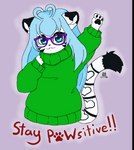 :3 ahoge ambiguous_gender antenna_hair anthro black_pawpads blue_hair blue_tongue bodily_fluids cheering chibi clothed clothing dipstick_ears dipstick_tail ear_markings eyewear fur gesture glasses green_clothing green_sweater green_topwear green_turtleneck hair hair_heart happy heart_(marking) heart_ahoge heart_on_body heart_tail letter_replacement leucistic looking_at_viewer markings multicolored_ears multicolored_tail oversized_clothing pawpads pawprint_font positive_message poster poster_template purple_eyewear purple_glasses simple_background smile smirk smug solo sunglasses sweater tail tail_markings text tongue topwear transparent_background turtleneck white_body white_fur youtuber therobotickitty the_corbin_family nicholas_c._corbin felid mammal pantherine tiger 2023 alpha_channel english_text half-length_portrait hi_res meme portrait reaction_image