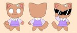 anthro brown_body chibi eyewear female flower_on_head kemono purple_outfit self_insert sunglasses white_eyes xelius jubbi lily_(jubbimafu) felid feline mammal absurd_res hi_res model_sheet