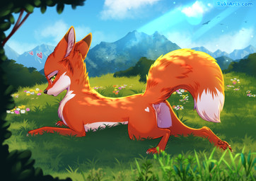anus blush butt claws countershade_torso countershading day feet female feral fur genitals humanoid_genitalia humanoid_genitalia_on_feral humanoid_vulva humanoid_vulva_on_feral looking_at_viewer looking_back open_mouth outside paws rear_view sky solo tail toes vulva rukifox akane_(rukifox) canid canine fox mammal 2026 digital_drawing_(artwork) digital_media_(artwork)