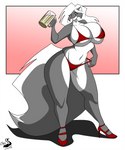 alcohol anthro beer beverage bikini breasts clothing female footwear high_heels shoes small_head solo swimwear two-piece_swimsuit chrisandcompany kelsey_sienna mammal mephitid skunk 5:6 absurd_res hi_res