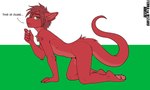 4_toes 5_fingers all_fours ambiguous_anthro ambiguous_gender anthro black_eyebrows black_toe_claws brown_hair chest_tuft claws countershade_torso countershading ears_back ellipsis eyebrows feet finger_claws fingers flag_design flesh_fang fur green_eyes hair half-closed_eyes kneeling looking_at_viewer narrowed_eyes nude_ambiguous nude_anthro pawpads pivoted_ears pointy_ears prick_ears pupils red_body red_fur short_hair side_mouth side_view slim_ambiguous slit_pupils snout solo talking_to_viewer tapering_tail text thin_calves thin_thighs toe_claws toes tuft wales welsh_flag white_sclera terrathewizard mythology terra_(terrathewizard) dragon furred_dragon furred_scalie mythological_creature mythological_scalie scalie wingless_dragon 2025 artist_name dated digital_drawing_(artwork) digital_media_(artwork) english_description english_text full-length_portrait hi_res portrait andromorph_(lore)
