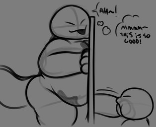 big_butt big_penis bodily_fluids butt dialogue duo fellatio genital_fluids genitals glory_hole happy hole_in_wall male oral overweight penile penis sex text through_wall henrique_rick nintendo pokemon anonymous_character dippy_(henrique_rick) generation_2_pokemon pokemon_(species) quagsire english_text monochrome sketch