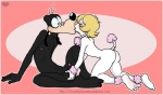 anthro ball_grab balls blonde_hair butt duo female flaccid fondling foreskin genitals hair humanoid_genitalia humanoid_penis kiss_on_lips kissing male male/female nude penis shy surprise tail tail_tuft tailfro tuft zeriara disney goof_troop goofy_(disney) canid canine canis domestic_dog mammal poodle digital_media_(artwork) source_request