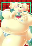 anthro belly blush clothing heart_symbol kemono male moobs obese obese_male overweight overweight_male scarf solo underwear tomoyamaru lifewonders tokyo_afterschool_summoners cu_sith_(tas) canid canine canis domestic_dog mammal 2022