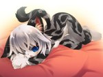 anthro ass_up biped blue_eyes casual_nudity female fur grey_body grey_fur hair looking_at_viewer lying nude on_side open_mouth pillow short_hair solo striped_body striped_fur stripes whiskers white_hair young tetetor-oort karin_(tetetor-oort) domestic_cat felid feline felis mammal 2007 4:3