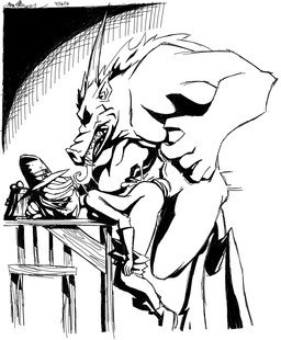 anal anthro anthro_penetrating anthro_penetrating_human bent_over bent_over_table bodily_fluids bottomwear bottomwear_down breast_squish breasts chair clothed clothing cum digitigrade drunk duo female female_on_anthro female_penetrated from_behind_position fur furniture genital_fluids genitals gloves handwear hat headgear headwear horn human_on_anthro human_penetrated inked interspecies larger_male male male/female male_on_human male_penetrating male_penetrating_female medium_breasts monster_on_female open_mouth pants pants_down partially_clothed penetration penis platform_standing_doggystyle sex simple_background size_difference smaller_female smaller_penetrated squish standing standing_doggystyle substance_intoxication table teeth tongue tongue_out unknown_artist unknown_artist_signature darkest_dungeon abomination_(darkest_dungeon) grave_robber_(darkest_dungeon) bovid caprine caprine_demon demon goat_demon human mammal monster 2016 black_and_white hi_res line_art monochrome signature