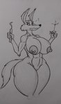 anthro big_breasts breasts crossgender dynamite explosives female holding_object mtf_crossgender nipples nude question_mark solo mantrinrus normalaverageguy looney_tunes warner_brothers wile_e._coyote canid canine canis coyote mammal hi_res traditional_media_(artwork)