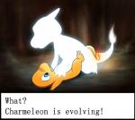 anthro blue_eyes den duo evolution evolution_(transformation) evolution_through_sex female fire flaming_tail glowing male male/female orange_body orange_skin shocked tail text transformation young young_anthro dancingchar nintendo pokemon charmander charmeleon generation_1_pokemon pokemon_(species) reptile scalie 2013 alternate_version_at_source english_text hi_res