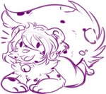 bell collar female fluffy highlights_(coloring) single_stripe solo rin_(kittyrin) felid mammal pantherine snow_leopard monochrome purple_and_white sketch