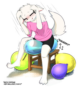 anthro anticipation balloon balloon_fetish balloon_popping balloon_sit balloon_support blush bottomwear bouncing clothing covering covering_ears crush crushing_object eyes_closed facial_markings female furniture head_markings inflatable markings motion_lines scared shirt shorts sitting sitting_on_balloon solo sound_effects squeaking squish stool text topwear rozackarysfw rin_(rozackarysfw) felid feline mammal 2025 absurd_res english_text hi_res