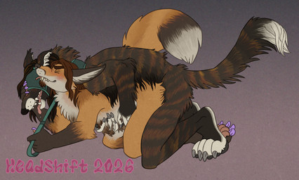 all_fours anal anthro anthro_on_anthro anthro_on_bottom anthro_on_top anthro_penetrated anthro_penetrating anthro_penetrating_anthro bdsm blindfold brown_body brown_fur claws collar dipstick_tail duo eyes_closed facial_hair from_behind_position fur gloves_(marking) goatee gradient_background grey_background leash leash_pull leashed_collar leashed_top male male/male male_anthro male_on_bottom male_on_top male_penetrated male_penetrating male_penetrating_male markings mating_grip mounting multicolored_body multicolored_fur nude_anthro nude_male on_bottom on_top open_mouth orange_body orange_fur paws penetration sex simple_background tail tail_markings toe_claws tongue tongue_out white_body white_fur headshift borzoi canid canine canis domestic_dog fox hunting_dog mammal sighthound 2026 watermark