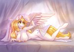 :3 amber_eyes anthro areola bed bed_sheet bedding big_breasts blonde_hair breasts cutie_mark eyebrow_through_hair eyebrows eyelashes feathered_wings feathers female fur furniture hair hooves horn inner_ear_fluff long_hair lying navel nipples nude solo tail translucent translucent_hair tuft unguligrade white_body white_fur wings yellow_tail dandy_(artist) hasbro my_little_pony mythology fan_character star_nai equid equine mammal mythological_creature mythological_equine winged_unicorn 2021 absurd_res hi_res signature