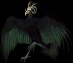 black_body black_feathers chat_pose curved_horn feathered_wings feathers feral green_body green_feathers horn simple_background solo transparent_background wings nukerooster tuhk_(artcrumbss) avian hybrid 2014 alpha_channel