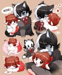 blush brown_hair duo eyebrows eyes_closed female feral fur hair kemono kissing male one_eye_closed open_mouth open_smile quadruped smile tail wool_(fur) young young_female young_feral missaka black_jack_(manga) osamu_tezuka black_jack_(osamu_tezuka) pinoko_(black_jack) bovid canid canine caprine mammal sheep 5:6 hi_res