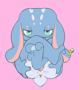 3_fingers 3_toes animal_genitalia animal_penis anthro anus blue_body butt cetacean_genitalia cetacean_penis crossed_legs feet fingers furgonomic_piercing furgonomics genital_slit genitals green_eyes hand_on_butt head_markings legs_up looking_at_viewer lying male male_anthro markings membrane_(anatomy) nude nude_anthro nude_male on_back penis perineum piercing pink_background presenting presenting_anus presenting_hindquarters pseudo_hair rear_view ring_(jewelry) seductive short short_anthro short_male short_tail simple_background smile solo spread_anus spread_butt spreading tail tapering_penis tentacle_hair tentacle_piercing tentacles toes webbed_feet bunzillaking league_of_legends riot_games tencent fizz_(lol) aquatic yordle digital_media_(artwork) hi_res