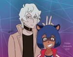 anthro clothing collar detective duo female fur jacket male partners shirt smile topwear hatakeclarissarts brand_new_animal studio_trigger michiru_kagemori shirou_ogami canid canine human humanoid mammal raccoon_dog tanuki series_(disambiguation) digital_drawing_(artwork) digital_media_(artwork)