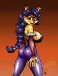 anthro breasts butt butt_focus clothed clothing cosplay female lips looking_at_viewer side_boob solo graphicbrat capcom darkstalkers sly_cooper_(series) sony_corporation sony_interactive_entertainment sucker_punch_productions carmelita_fox morrigan_aensland canid canine fox mammal