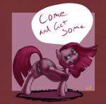 2018 animal_genitalia animal_pussy anus butt cutie_mark dialogue digital_media_(artwork) earth_pony english_text equid equine equine_genitalia equine_pussy female feral friendship_is_magic genitals hair hasbro hooves horse mammal my_little_pony pinkamena_(mlp) pinkie_pie_(mlp) pony pussy shdingo solo text underhoof