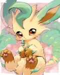 abstract_background ambiguous_gender brown_eyes claws featureless_crotch feral fur pawpads paws solo tail yellow_body yellow_fur ineka nintendo pokemon eeveelution generation_4_pokemon leafeon pokemon_(species) 2023 hi_res