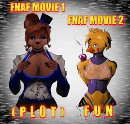 anthro armwear beak belly big_breasts black_clothing black_eyes bottomwear bow_tie breasts brown_body brown_fur brown_hair cleavage clothed clothing crossgender cupcake digitigrade duo elbow_gloves eyebrows eyelashes feathers female fingerless_gloves fingernails food front_view fur gloves hair half-closed_eyes hand_on_breast hands_behind_back handwear hat hatwear head_tilt headgear headwear heart_symbol long_hair machine makeup mtf_crossgender nails narrowed_eyes neckwear pants short_hair shy size_difference smile smiling_at_viewer static text uniform wide_hips yellow_body jagri five_nights_at_freddy's five_nights_at_freddy's_2 fredina's_nightclub scottgames freddy_(fnaf) frenni_(cryptiacurves) toy_chica_(fnaf) animatronic avian bear bird chicken galliform mammal phasianid robot