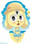 3_eyes beach blush breasts clothing female hat headgear headwear multi_eye seaside solo highoncoffee level-5 yo-kai_watch espy_(yo-kai_watch) 2019 absurd_res hi_res