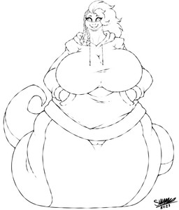 anthro apode big_breasts bottomless bottomless_anthro bottomless_female braided_hair breasts clothed clothing curvy_figure eyelashes female genitals hair hand_in_pocket hoodie huge_breasts legless long_hair looking_at_viewer pockets serpentine simple_background smile solo topwear voluptuous vulva wide_hips superix lucy_(garsupialplus) draconcopode naga reptile scalie snake 2021 absurd_res dated hi_res monochrome signature sketch