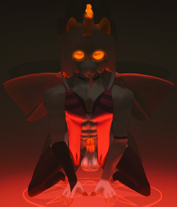 alternate_form anthro balls black_armlet black_bra black_clothing black_fingerless_gloves black_gloves black_handwear black_legwear black_sclera black_thigh_highs black_underwear body_hair bra candle_on_head chest_hair choker clothed clothing emblem fingerless_gloves fingers front_slit_clothing fur genitals glans gloves glowing glowing_eyes grey_body grey_fur hair handwear hooved_fingers hooves horizontal_pupils horn jewelry legwear male necklace no_underwear occult_symbol orange_eyes orange_glans orange_horn penis pentagram pubes pupils purple_clothing purple_topwear purple_vest solo summoning_circle symbol thigh_highs tongue tongue_out topwear underwear vest wings conditional_dnp gusta gusta_(gusta) bovid caprine caprine_demon demon goat_demon mammal hi_res