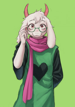 anthro clothed clothing eyewear fur glasses hair horn looking_at_viewer male round_glasses scarf simple_background smile solo wearing_glasses white_body white_fur nyeong deltarune undertale_(series) ralsei bovid caprine darkner goat mammal digital_media_(artwork) hi_res